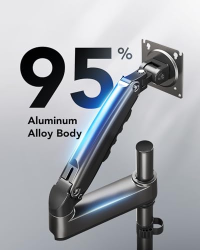 Image of HUANUO Single Monitor Arm, Adjustable Desk Mount for 13-34 inch Screens, Holds 19.8lbs, 22.44 inch Max Height, Full Motion Swivel Gaming Monitor Stand with VESA 75x75mm and 100x100mm Compatibility