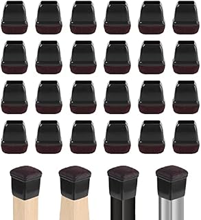 Silicone Chair Leg Floor Protectors,Table Leg Caps Cups Feet Pads Anti-Slip Furniture Table Covers Wood Floor Protectors 24Pcs for Furniture Legs,Black BOIVSHI (Square, 0.75" Diameter)