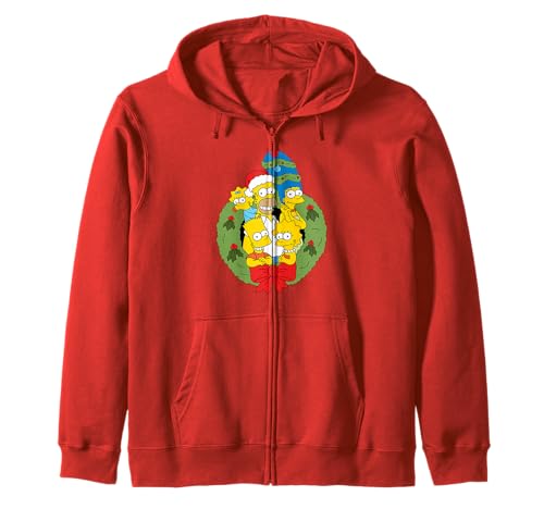 Image of The Simpsons Holiday Family Christmas Wreath Zip Hoodie