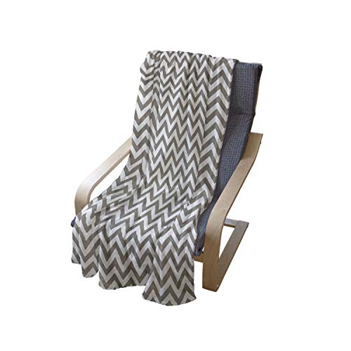 Ambesonne Chevron Throw Blanket, Grey And White Zig Zag Lines Striped Pattern Modern Design Print, Flannel Fleece Accent Piece Soft Couch Cover For Adults, 50" X 70", Warm Taupe White #TOP3