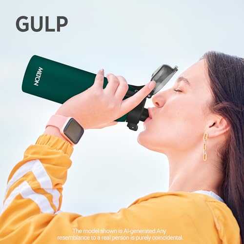Image of Milton Dual Flow 600 Thermosteel Water Bottle 595 ml with One Touch Safety Lock & Twin Lid Sip or Gulp,Long Hours Hot & Cold,Leak Proof,ISI Certified,Vacuum Insulated,for Office,Gym,School,Dark Green
