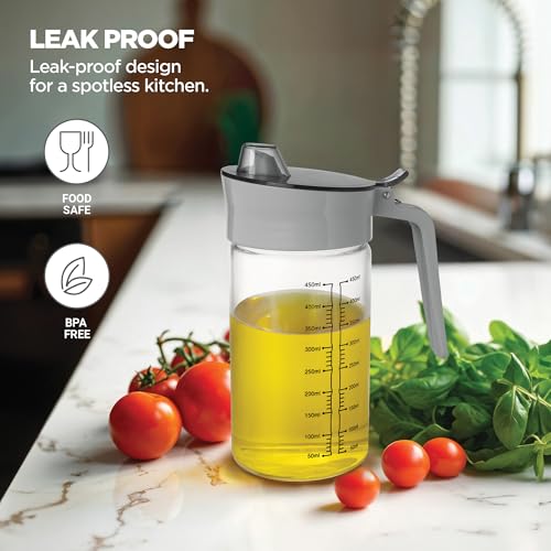 Image of Treo By Milton Flow Oil Dispenser For Kitchen | Leak-Proof & BPA-Free | Food-Safe High Borosilicate Glass | Non-Porous with Capacity Indicator | Durable & Stylish Kitchen Accessory, 500 ml