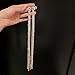 Wiwpar Long Tassel Rhinestone Chain Earrings Sparkly Super Long Rhinestone Tassels Dangle Earrings Fashion Party Accessories for Women