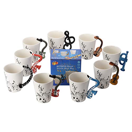 Guitar Music Unique Handle Art Musical Notes Holds Tea Coffee Milk Ceramic Mug Cup 12 Oz Best,Black