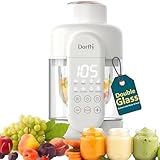 Dorfly Baby Food Maker Glass Reservoir & Bowl Glass Food Processor 12oz Non Plastic Steamer and Blender One Step Puree Maker 6 Stainless Steel Blades Self Clean Timer Recipe