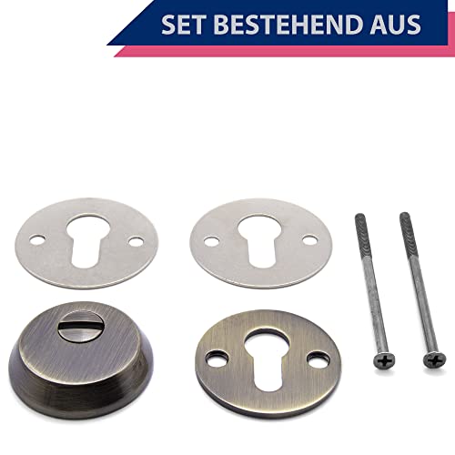 Schutzrosette APECS für Haustür Außentüren und Innentüren Schlüsselrosette für Profilzylinder PZ mit Kernziehschutz Rund Bronze 1 Paar