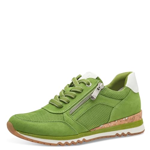 MARCO TOZZI Damen Sneaker flach mit Reißverschluss Vegan, Grün (Apple Comb), 39 EU