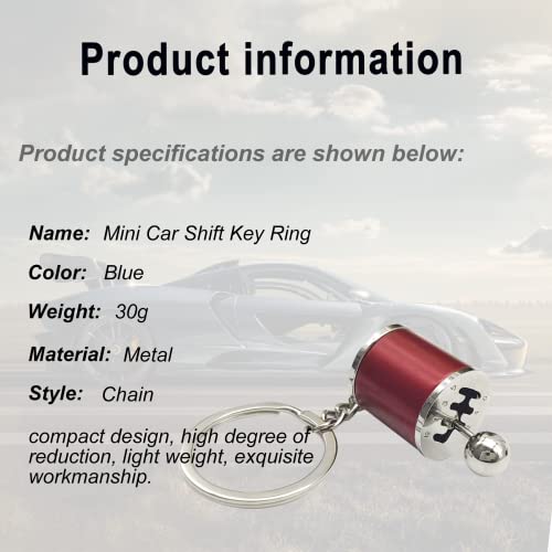 Image of stymart Shifter Gear Keychain, 6 Speed Gear Box Shifter Keychain Key chain Ring, Mini Car Gear Shift Stick Knob Keyring, Car Key Fob Keychain Accessories(Red)