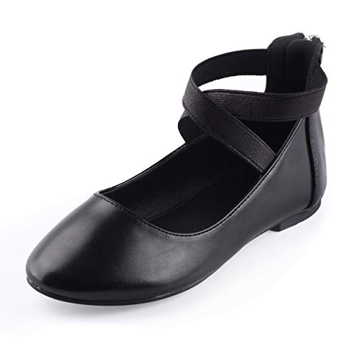 Nova Utopia Toddler Little Girls Dress Ballet Elastic Ankle Strap Flat Shoes,NF Utopia Girl NFGF316 Black 10