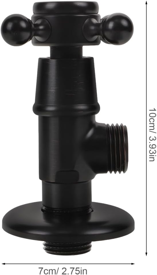 Matte Black Antique Bathroom Angle Shut off Valve for Sink Toilet Water Control Explosion-Proof High Temperature Resistant 3.93X2.75X2.75In
