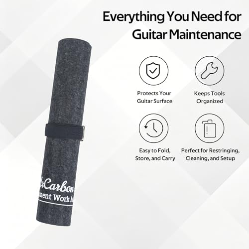 Guitar Repair Mat Kit with Neck Rest, Felt Work Mat, String Winder, Fret Polishing Tools, Cleaning Accessories and Storage Bags – Complete Maintenance Set for Acoustic & Electric Guitars