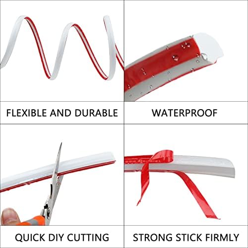 Jaspond PVC Quadrant Trim, 5M Flexible Quarter Round Molding Trim Self Adhesive, Tile Edging Strip, Peel and Stick Wall Moulding Trim for Floor, Backsplash, Tile Edge and Corner Decor