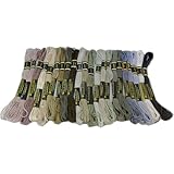手毬猫の店 綿ポリエステル 25番刺繍糸 DMCと同じ色番号 色別セット 灰C, 25本セット クロスステッチ ミサンガ 【並行輸入品】 (灰C)