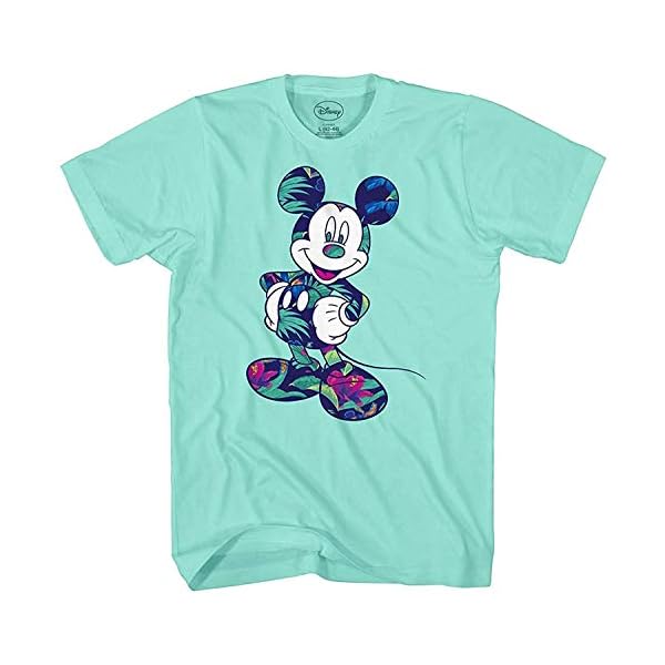 Disney Mickey Mouse Tropical Mint Green Adult Mens Graphic T-Shirt