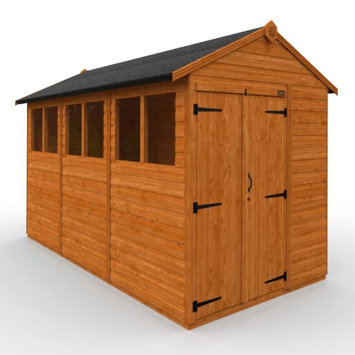 Image of TigerFlex Shiplap Apex Double Door Windows Wooden Garden Shed 12 x 6 ft