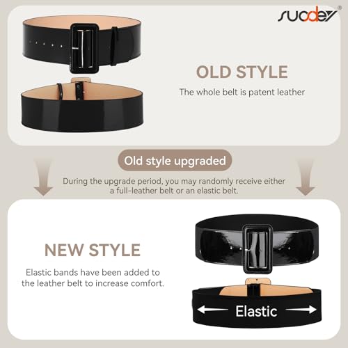 SUOSDEY Women Wide Patent Leather Belt Fashion Square Buckle Waist Belt Cinch Belt for Dresses Coat2