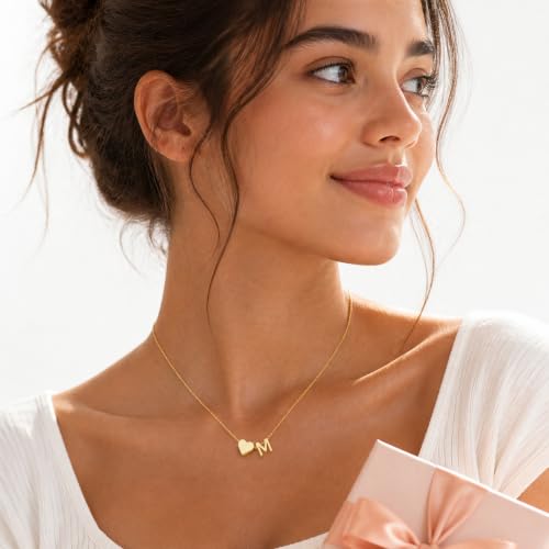 Turandoss Heart Initial Necklace for Women Teen Girls - 18K Gold Plated Letter A-Z Pendant Necklace Dainty Heart Necklaces Tiny Initial Necklaces Birthday Gifts for Women Jewelry - image 3
