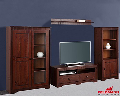 Wohnwand 814236 Anbauwand 4 Teilig Wohnzimmer Kolonial Kiefer Massiv Amazon De Kuche Haushalt