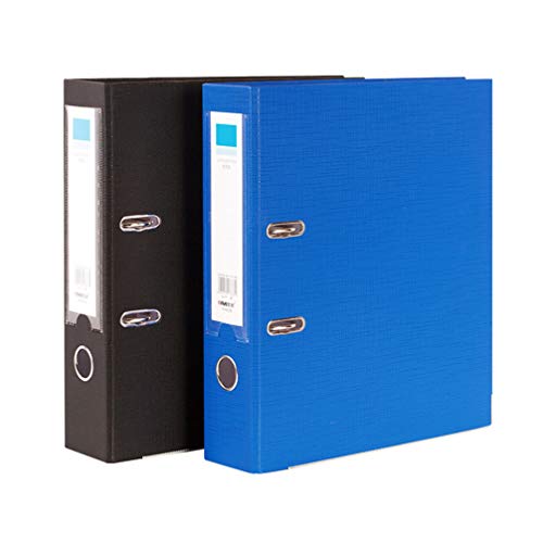 Nuobesty Decorative File Folders A4 Size Plastic Lever Arch File Folders Storage Archives Cases File Office Supplies Plastic Box With Clip And Finger Grip Hole (Blue) #TOP3