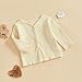 Dewadbow Kids Toddler Girls Lightweight V Neck Cardigan Sweater Long Sleeve Button Down Ruffle Knitwear Casual Knit Sweaters (Apricot, 12-18 Months)