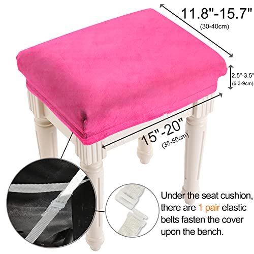 Image of SINOSSO Vanity Stool Covers Set of 4, Super Soft Velvet Stretch Washable Saddle Bar Stool Slipcover Bench Seat Protector, (Rectangle, Hot Pink, 4 Counts)
