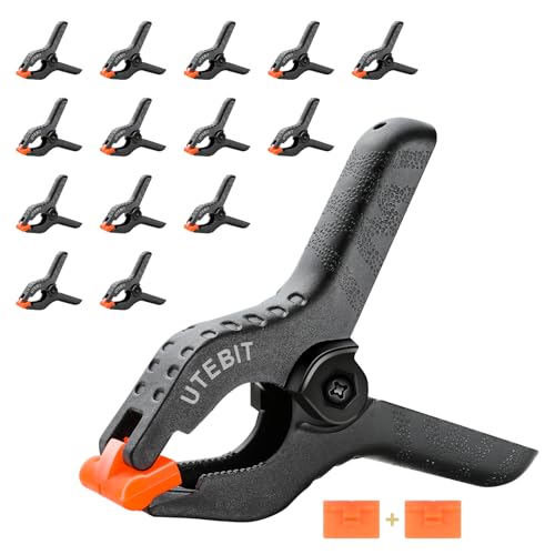 UTEBIT 15 Pack Spring Clamps, 3.5 Inch Photo Spring Clips Elastic Nylon Backdrop Clips for Video Photography Background Support, Canvas, Creation and Home Use