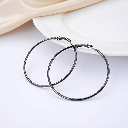 Classic Stainless Steel Hoop Earrings Big Round Hoop Earrings Gunmetal Grey Colors For Women Girls4