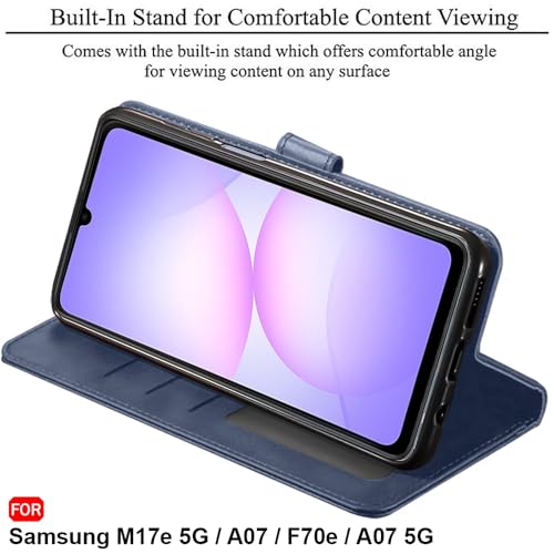 Image of TheGiftKart Flip Back Cover Case for Samsung Galaxy M17e 5G / A07 / F70e / A07 5G | Dual-Color Leather Finish | Inbuilt Stand & Pockets | Wallet Style Flip Cover Case (Faux Leather, Blue & Sky)