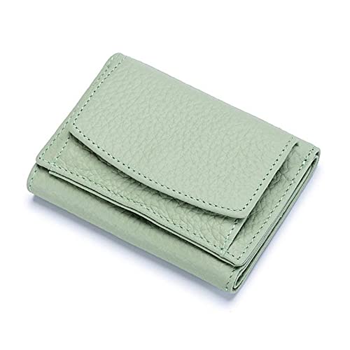 AprinCtempsD RFID Schutz Geldbörse Klein Damen Echt Leder Portemonnaie Mini Geldbeutel Kreditkartenhülle Kreditkartenetui Elegante (Grün) Cover