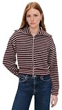 Madewell Women's Zip Up Knit Jacket, Pomegranate Stripe, XXS