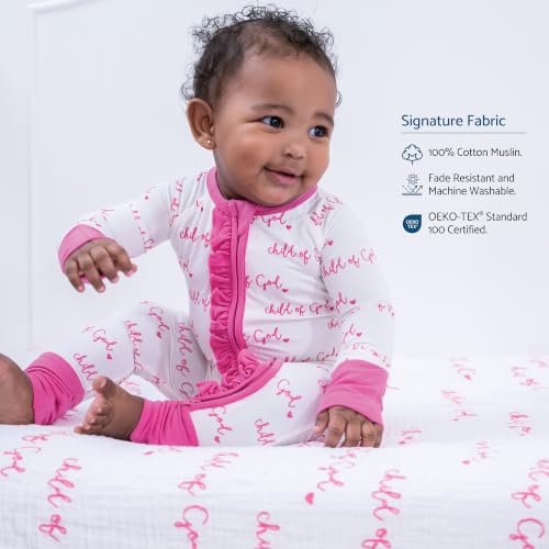 Image of LollyBanks Muslin Crib Sheet, 100% Cotton Fitted Crib Sheets for Girls