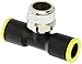 Legris 3108 12 21 Nylon & Nickel-Plated Brass Push-to-Connect Fitting, Branch Tee, 12 mm Tube OD x 1/2" BSPT Male