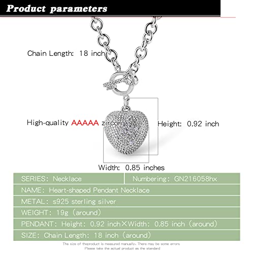 New Women's 925 Sterling Silver Necklace Noble Heart Pendant Necklace Solid Silver Rolo Chain 18-26'' Birthday Party Jewelry Necklace Accessories3