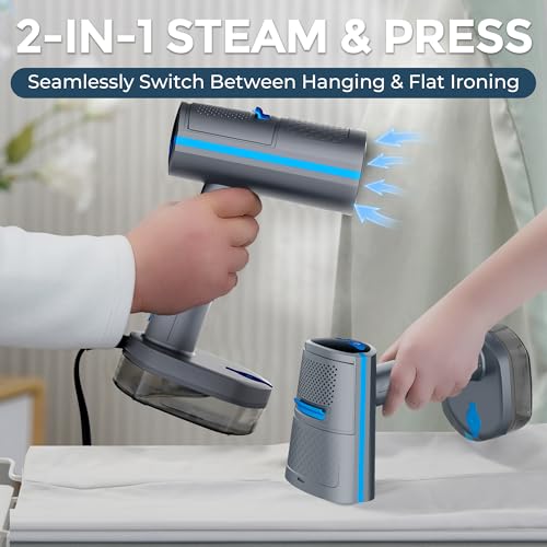 Hausmeister Steamflex Vacuum Steamer for Clothes, 3500Pa Auto-Grip Suction Portable Garment Steamer - 1200W Foldable Travel Steam Iron | 230ml Tank, 20s Fast Heat & Dual-Use Fabric Wrinkle Remover by HAUSMEISTER - Image 2