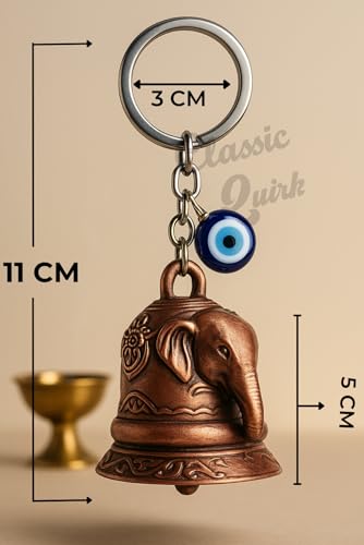 Image of Evil Eye Hooked Guardian Bell Keychain - Protective Lucky Charm Bell with Clip Hook for Bike, Car, Key & Bag | Spiritual Good Luck Talisman Gift