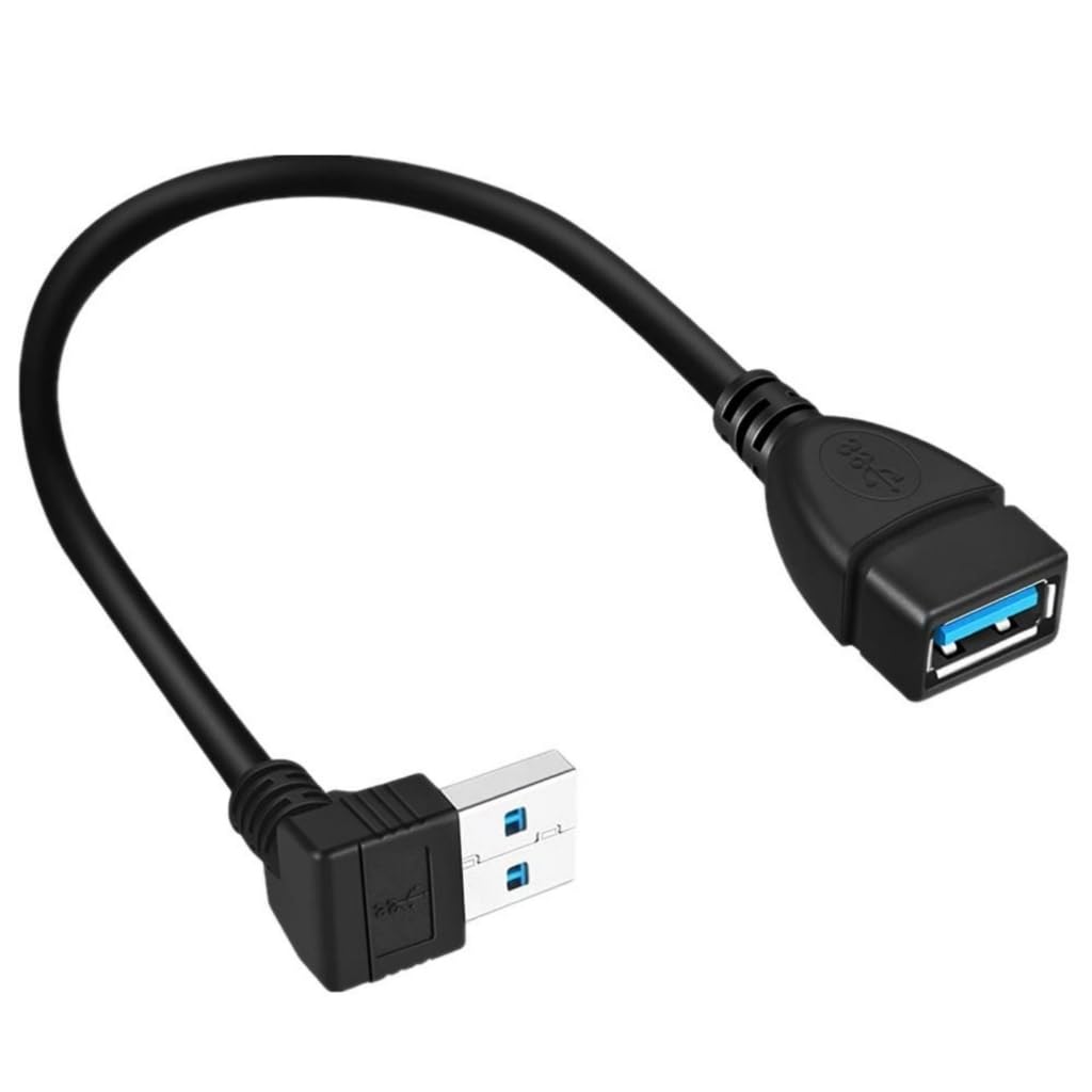 Elnwnnkc USB3.0 Male to Female Extension Cable 90Degree Angles USB3 Cable USB Extender Cord for Fast Data Transfer &Space