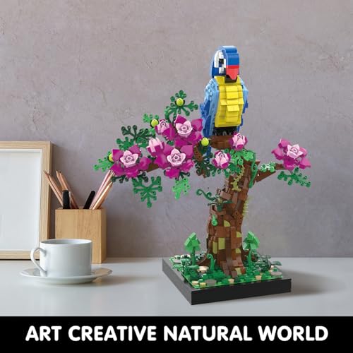 TG BLOCKS Micro Brick Flower Parrot Toy Building Sets, Home Decor and Office Art Creative Gift, DIY Plant Model for Adults, for Teens Ages 8+ Kids