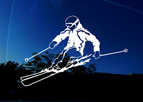 Ski Decal Sticker- I Love Skiing Snowski Decal Sticker- I Love Skiing Snow Alpine Winter Sport Downhill Skier Car Truck Window - Facing Left - X Large 8.6" X 5.6" Inches #TOP1