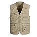 Inlefen Classici Uomo Multi Tasca Reporter Fotografia Pesca Caccia Escursionismo Gilet Gilet Cerniera Giacca retrò Senza Maniche Gilets Casual in Denim (cachi-5XL)