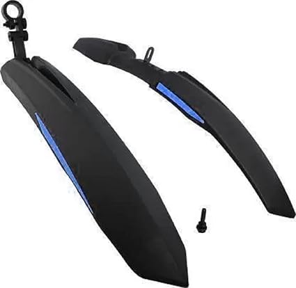 Leosportz Bicycle Atom Mudguard with Reflective Tape Black-BlueClip-on Clip-on Front Rear Fender (Black Blue)