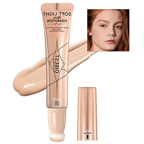 Base de Maquillaje de Cobertura Total, Base de Maquillaje Líquida Mate con Aplicador de Cojín, Base de Maquillaje Hidratante Mate Impermeable de Larga Duración (02#ROSA CÁLIDO)