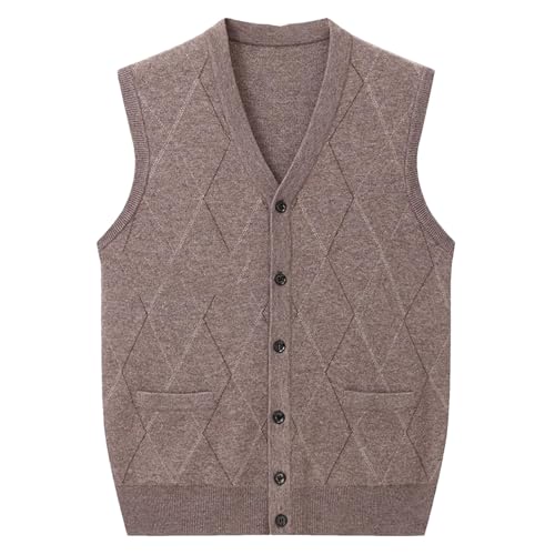Dcvmvmn Men's Sleeveless Cardigan Business Casual Cashmere Vest Knitted Thickened Warm Waistcoat With Pocket