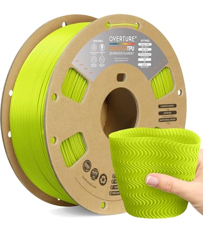 Image of OVERTURE High Speed TPU, 95A Flexible Filament 1.75mm, 1kg Grass Green | High Elasticity & Durability Filament, 1kg Spool (2.2lbs) Cardboard Spool, Fit Most FDM Printer (Grass Green)