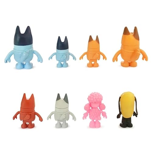 Bluey e Bingo Colecionável Kit 8 Miniaturas Bonecos Cartoon Anime Criança Decoração
