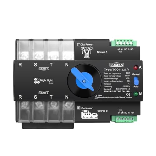 Interruptor de transferencia dual carril trifásico 4P 100A para cortes de luz