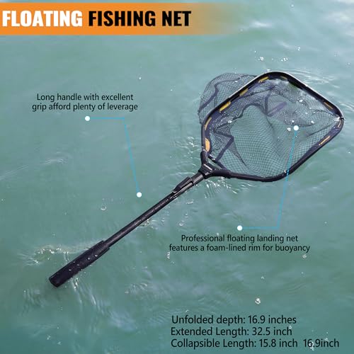 Image of PLUSINNO Fishing Gear,Fsihing Backpack with Floating Fishing Net,Tackle Boxes,Waterproof Fishing Tackle Bag,Fishing Gifts for Men