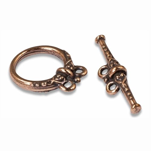 Elegant Copper Heirloom Two-Strand Toggle Clasp, Closure for Multi-Strand DIY Jewelry Making, 1 Set