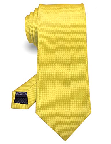 JEMYGINS Jaune Vif Cravate Cousue Main pour Homme - Travail, Fête(15),Jaune Vif,M