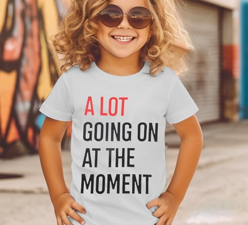 Image of LOTUCY Country Music Shirt Kids Girls Western Cowgirl Letters Graphic Tee | A Lot Going On at The Moment Shirt Kids Girls Cute Country Concert Outfits Nashville Gifts Tshirt Funny Graphic Tees