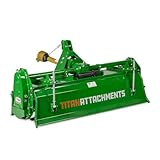 Titan Attachments 3 Point 60' Rotary Tiller Attachment, Fits Cat 1 Tractors, Green Finish, PTO Driven Cultivator with a 540 RPM Gearbox, Replaceable Tines, Aerates Ground Soil